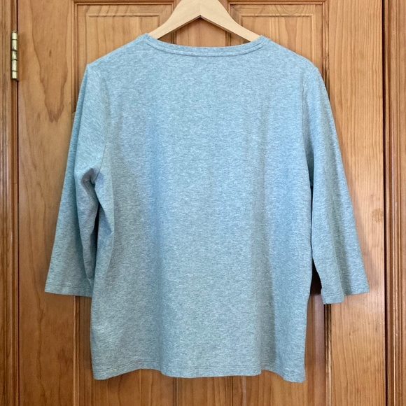 Women’s gently used Petite XL Kim Rogers heather gray 3/4 length sleeve top - Picture 2 of 4